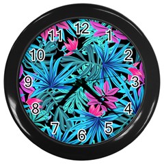 Leaves Picture Tropical Plant Wall Clock (black) by Sapixe