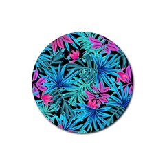 Leaves Picture Tropical Plant Rubber Coaster (round)  by Sapixe