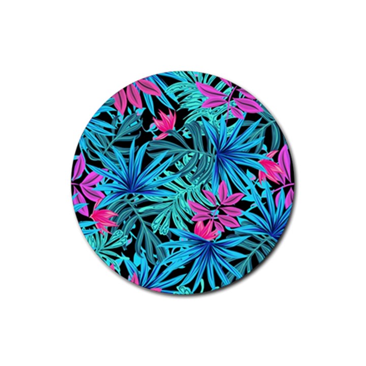 Leaves Picture Tropical Plant Rubber Round Coaster (4 pack) 