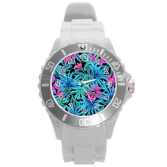 Leaves Picture Tropical Plant Round Plastic Sport Watch (l) by Sapixe