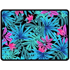 Leaves Picture Tropical Plant Double Sided Fleece Blanket (large)  by Sapixe