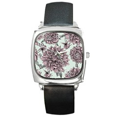 Flowers Flower Rosa Spring Square Metal Watch by Sapixe