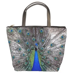 Peacock Bird Animals Pen Plumage Bucket Bag by Sapixe