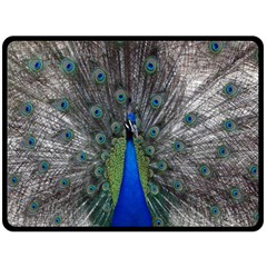 Peacock Bird Animals Pen Plumage Double Sided Fleece Blanket (large) 