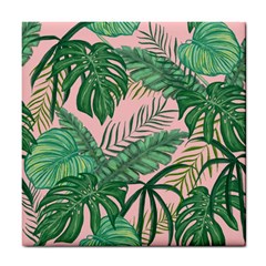 Tropical Greens Leaves Design Tile Coasters by Sapixe