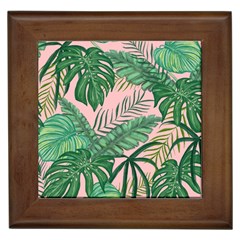 Tropical Greens Leaves Design Framed Tiles by Sapixe