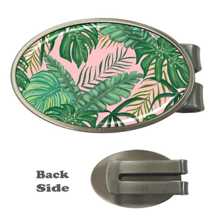 Tropical Greens Leaves Design Money Clips (Oval) 