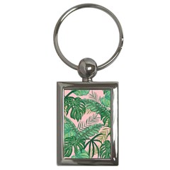 Tropical Greens Leaves Design Key Chains (rectangle)  by Sapixe