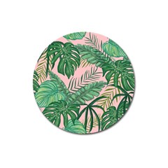 Tropical Greens Leaves Design Magnet 3  (round) by Sapixe