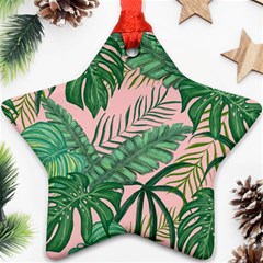 Tropical Greens Leaves Design Star Ornament (two Sides) by Sapixe