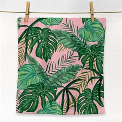 Tropical Greens Leaves Design Face Towel by Sapixe