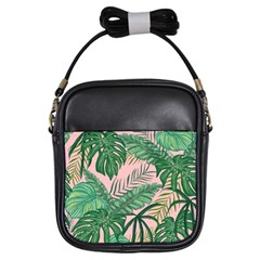 Tropical Greens Leaves Design Girls Sling Bag by Sapixe