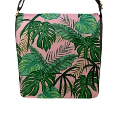 Tropical Greens Leaves Design Flap Closure Messenger Bag (l) by Sapixe