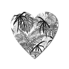 Drawing Leaves Nature Picture Heart Magnet by Sapixe