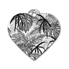 Drawing Leaves Nature Picture Dog Tag Heart (one Side) by Sapixe