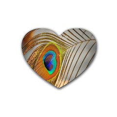 Peacock Feather Feather Bird Rubber Coaster (Heart) 