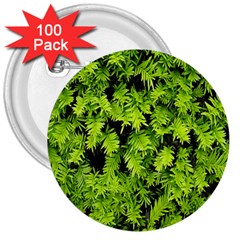 Green Hedge Texture Yew Plant Bush Leaf 3  Buttons (100 Pack)  by Sapixe