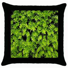 Green Hedge Texture Yew Plant Bush Leaf Throw Pillow Case (black) by Sapixe