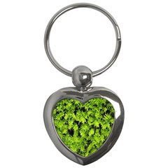 Green Hedge Texture Yew Plant Bush Leaf Key Chains (heart)  by Sapixe