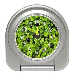 Green Hedge Texture Yew Plant Bush Leaf Travel Alarm Clock by Sapixe