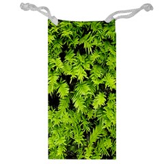 Green Hedge Texture Yew Plant Bush Leaf Jewelry Bag by Sapixe