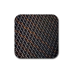 Rattan Wood Background Pattern Rubber Coaster (square)  by Sapixe