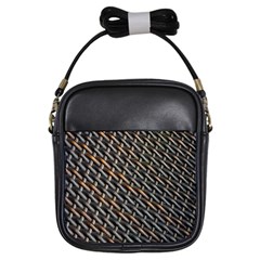 Rattan Wood Background Pattern Girls Sling Bag by Sapixe