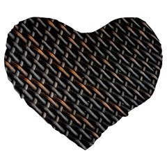 Rattan Wood Background Pattern Large 19  Premium Flano Heart Shape Cushions by Sapixe