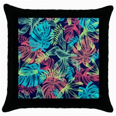 Leaves Tropical Picture Plant Throw Pillow Case (black) by Sapixe