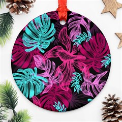 Leaves Drawing Reason Pattern Ornament (round) by Sapixe