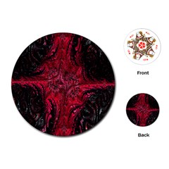 Wgt Fractal Red Black Pattern Playing Cards (round)