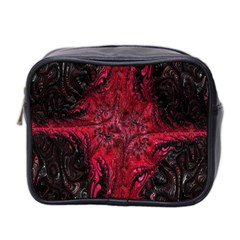 Wgt Fractal Red Black Pattern Mini Toiletries Bag (two Sides) by Sapixe