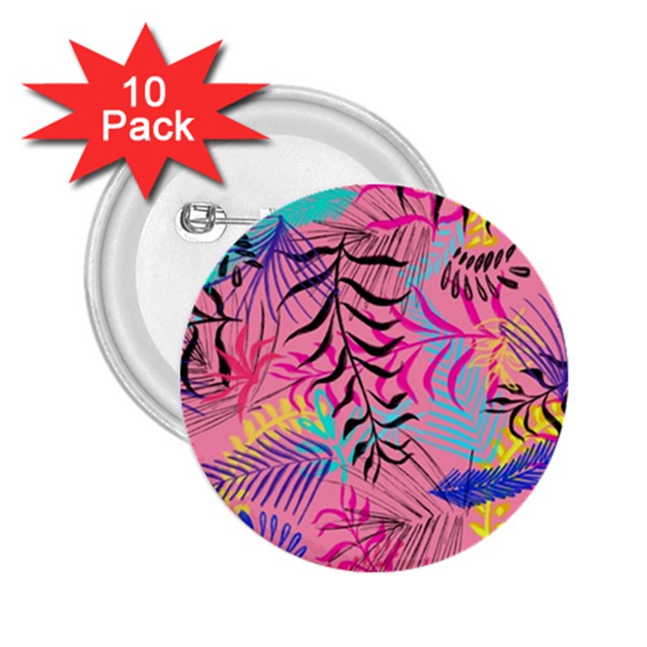 Illustration Reason Leaves Design 2.25  Buttons (10 pack) 