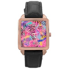 Illustration Reason Leaves Design Rose Gold Leather Watch  by Sapixe