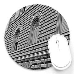 Brickwork Stone Building Facade Round Mousepads by Sapixe