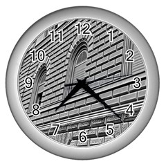 Brickwork Stone Building Facade Wall Clock (silver) by Sapixe