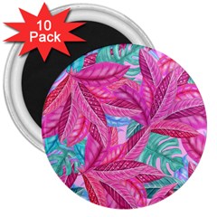 Leaves Tropical Reason Stamping 3  Magnets (10 Pack)  by Sapixe