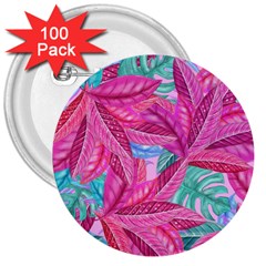 Leaves Tropical Reason Stamping 3  Buttons (100 Pack)  by Sapixe