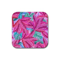 Leaves Tropical Reason Stamping Rubber Coaster (square)  by Sapixe