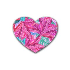 Leaves Tropical Reason Stamping Rubber Coaster (heart) 