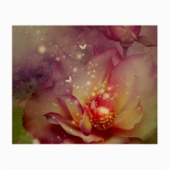 Wonderful Roses With Butterflies And Light Effects Small Glasses Cloth by FantasyWorld7