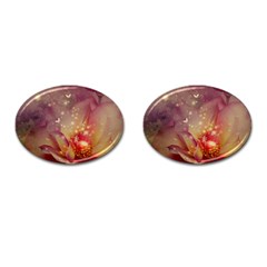 Wonderful Roses With Butterflies And Light Effects Cufflinks (oval)