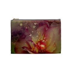 Wonderful Roses With Butterflies And Light Effects Cosmetic Bag (medium) by FantasyWorld7