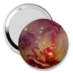 Wonderful Roses With Butterflies And Light Effects 3  Handbag Mirrors by FantasyWorld7