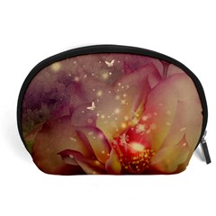 Wonderful Roses With Butterflies And Light Effects Accessory Pouch (large) by FantasyWorld7