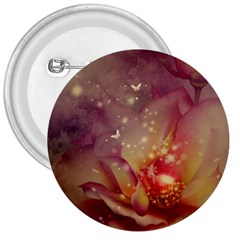 Wonderful Roses With Butterflies And Light Effects 3  Buttons by FantasyWorld7