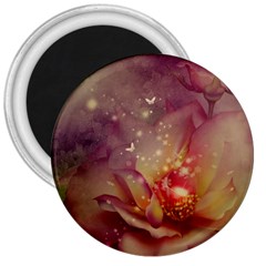 Wonderful Roses With Butterflies And Light Effects 3  Magnets by FantasyWorld7