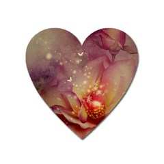 Wonderful Roses With Butterflies And Light Effects Heart Magnet by FantasyWorld7