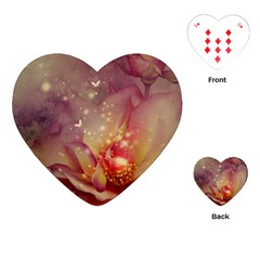 Wonderful Roses With Butterflies And Light Effects Playing Cards (heart) by FantasyWorld7