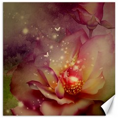 Wonderful Roses With Butterflies And Light Effects Canvas 16  X 16  by FantasyWorld7